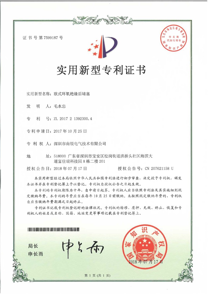 Enterprise patent certificate
